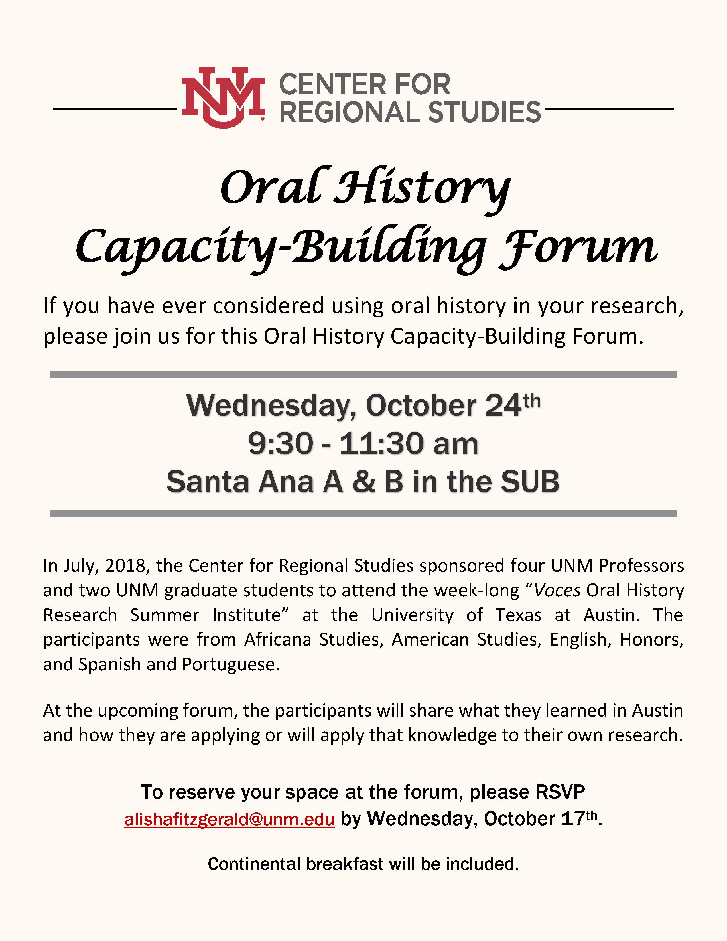 Oral History Capacity-Building Forum Flyer